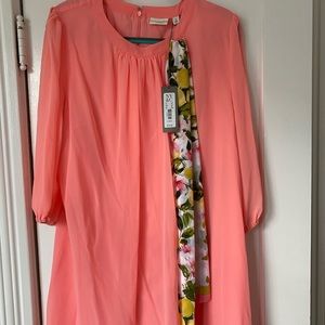 NWT NY&Co Eva Mendes Peach w/ Scarf Sabrina Dress